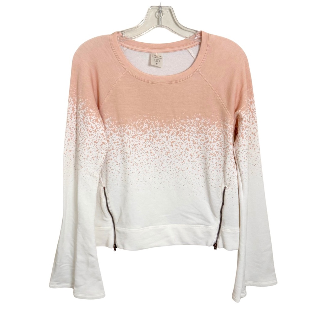 CALIA by Carrie Underwood‎ Pink Orange & White Spotted Bell Sleeve Sweatshirt XS